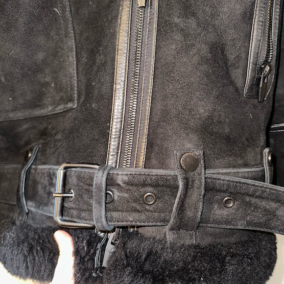 The Arrivals Moya Suede Black Shearling Jacket - Picture 8 of 12